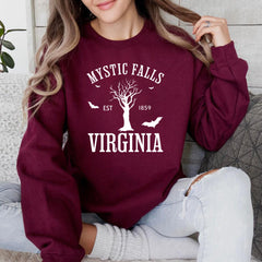 Mystic Falls Virginia Letter Print Sweatshirt