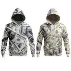 Unisex Money Digital Print Pullover Hoodie