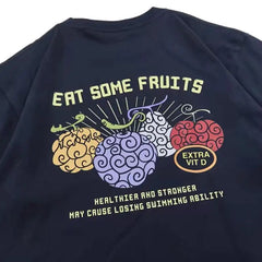 Eat Some Fruits Letter Print Round Neck T-shirt