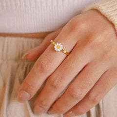Daisy Flower Adjustable Ring for Women Anxiety Ring