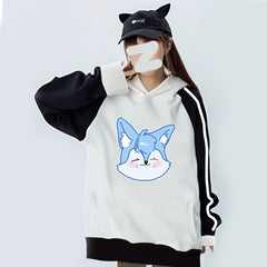 Cartoon SKZ Print Color Block Hoodie