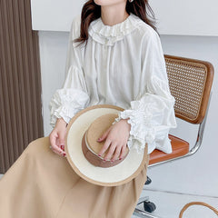 Retro Women's Double-layer Lace Collar Shirt