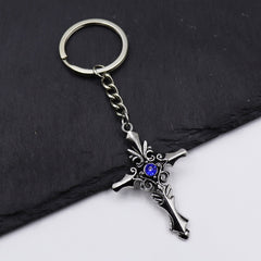 TVD Gemstone Cross Keychain Pendant