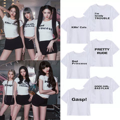 IveSecret Crew Neck Short Sleeve Crop T-Shirt