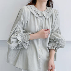 Retro Women's Double-layer Lace Collar Shirt