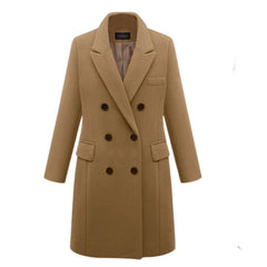Women's Long Double-breasted Woolen Jacket