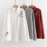 Embroidered Branches Women's Cardigan Shirt
