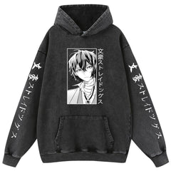 Retro Anime Pattern Washed Cotton Hoodie