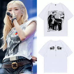 Rose Same Round Neck Printed T-shirt