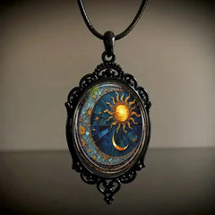 Gothic Retro Sun Moon Pattern Necklace