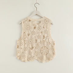Retro Women's Lace Flower Hollow Pullover Sleeveless Tank