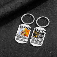 Luffy Wanted Dog Tag Keychain