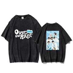 Stay Over The Rain Printed Washed T-shirt
