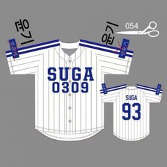 SUGA RM JK Striped Baseball Jersey Shirt