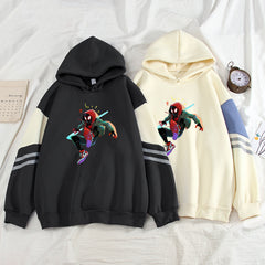 Unisex Trendy Color Block Spider Printed Loose Hoodie