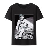 Unisex Retro Comic Graphic Print Crew Neck Tee