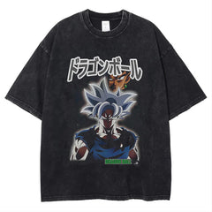 Vintage Anime Washed Black Short Sleeve T-Shirt