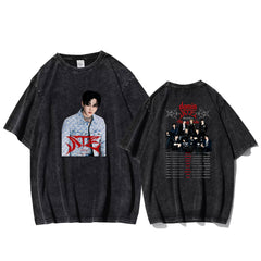 Unisex Kpop ATE Graphic Washed T-shirt