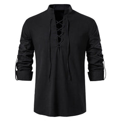 Men's Stand-up Collar Long-sleeved Shirt