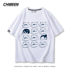 Unisex Anime Cat Summer Loose T-shirt