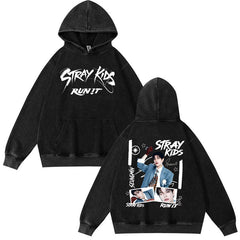 Vintage SKZ RUN IT Washed Hoodie Top