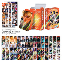 124pcs Kpop Laser PhotoCard Stickers