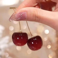 Red Cherry Drop Earrings