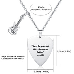 Taylor Guitar Microphone Stainless Steel Necklace