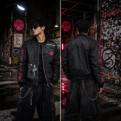 BANGTAN Printed Black Bomber Jacket