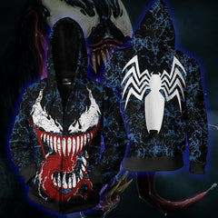 Unisex Venom Spider 3D Printed Pullover Zipper Cosplay Hoodie