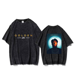 Retro Kpop GOLDEN Washed Short-sleeved T-shirt