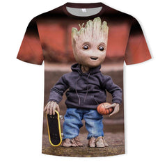 Unisex Groot Digital Print Short-sleeved T-shirt