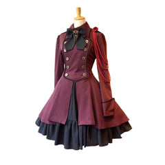 Vintage Medieval Gothic Long Sleeve Ruffle Dress