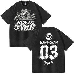 SKZ World Tour Run It Number Printed Washed Tee