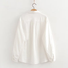 Casual Women's Pocket Floral Embroidery Shirt