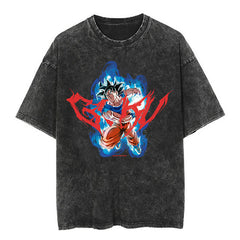 Unisex Vintage Anime Washed Short Sleeve T-shirt