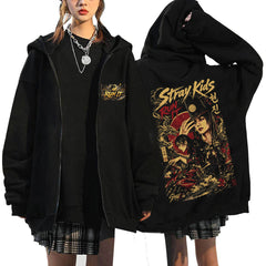 SKZ World Tour Run It Print Zip Up Hoodie