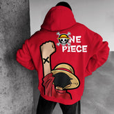 Men's Luffy Anime Print Pullover Hoodie