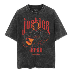 Unisex Vintage Anime Washed Short Sleeve T-shirt