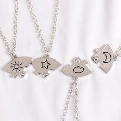 Star Moon Sun Cloud Splicing Friends Necklace