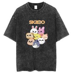 Versatile Cartoon KPOP Washed T-shirt