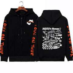 Trendy House Graphic Loose Zip Up Hoodie