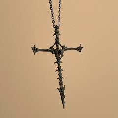 Dark Aesthetic Skeleton Cross Pendant Necklace