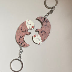 Creative Wooden Otter Couple Key Ring