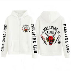 Unisex Hellfire Club Printed Loose Zipper Hoodie