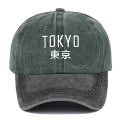 Retro Washed Tokyo Letter Baseball Cap