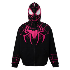Unisex Chic 3D Zip Up Spider Cosplay Loose Hoodie
