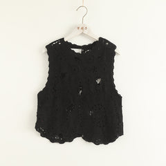 Retro Women's Lace Flower Hollow Pullover Sleeveless Tank