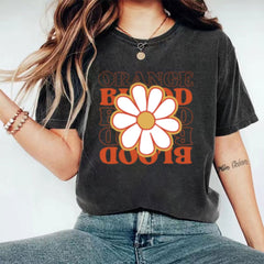 Retro Flower Print Short Sleeve T-shirt