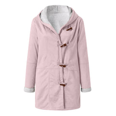 Women's Horn Buckle Hooded Warm Jacket